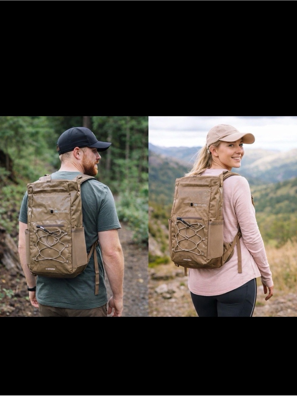 Under Armour Storm Waterproof Roll Top Backpack Brown Technical Hiking Travel
